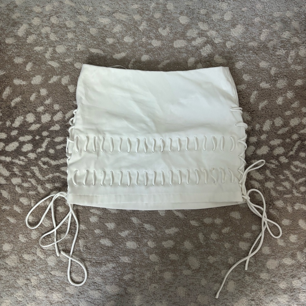 With Jean Lace-Up Mini Skirt